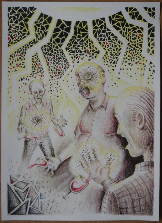 Desintegración - lápices colores, acuarela